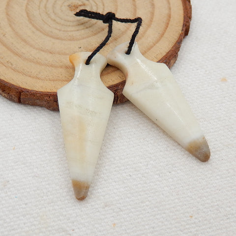 Natural Amazonite Carved Earring Beads 40x12x4mm, 5.0g