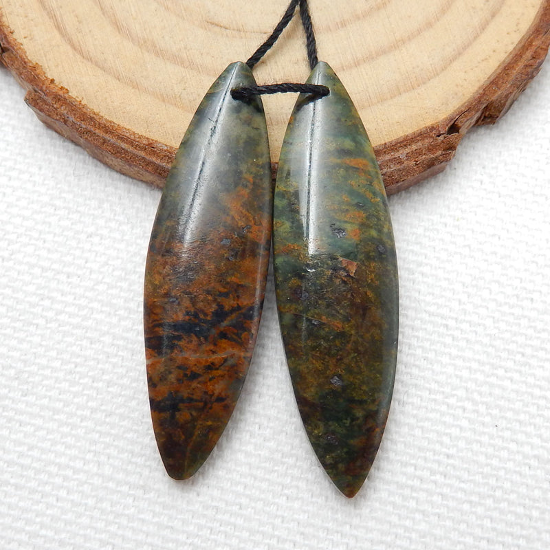 Natural Green Opal Earring Beads 43*12*4mm, 6.3g