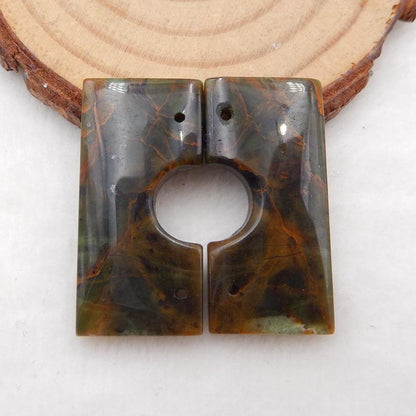 Natural Green Opal Earring Beads 33x16x4mm, 8.4g