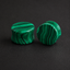 Green Malachite Round Double Flare Stone Plugs - Organic Stone Gauges for Stretched Ears (Sold as Pair)