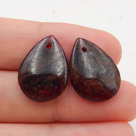 Natural Garnet Earring Beads 20x15x4mm, 5.3g