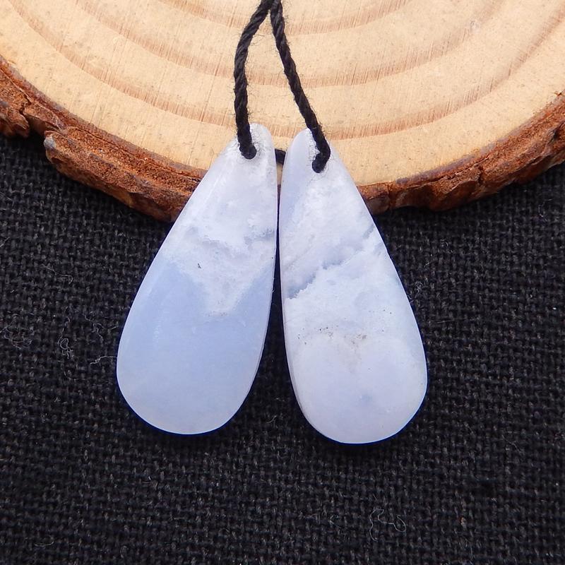 Natural Blue Lace Agate Earring Beads 24x12x4mm, 4g