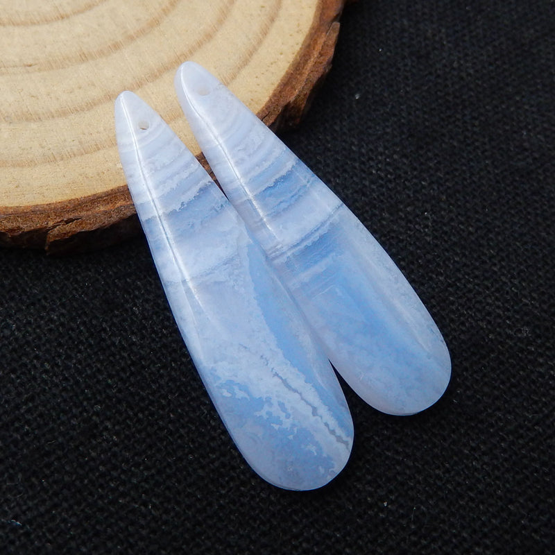 Natural Blue Lace Agate Earring Beads 37x10x5mm, 6.3g