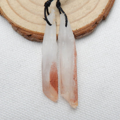 Boucles d'oreilles Drusy, cristal, vente de 2 paires de boucles d'oreilles en pierres précieuses de quartz, 41x7x6mm, 3.6g