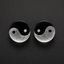 Clear Quartz & Black Tourmaline Yin-Yang Stone Plugs - Handcrafted Double Flare Gauges