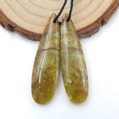 Paire de boucles d'oreilles en forme de goutte d'opale jaune naturelle, pierre pour la fabrication de boucles d'oreilles, 40x9x5mm, 4.3g