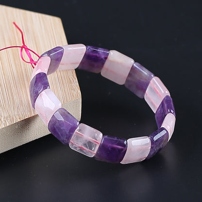 Natural Pink Quartz and Amethyst Bracelet 15*13*6mm, 21mm length, 38.5g