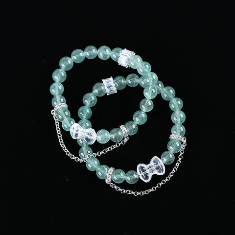 Natural Green Strawberry Quartz And White Quartz Gemstone Bracelet Gift, 17cm, 16x12x7mm, 8mm, 19.2g