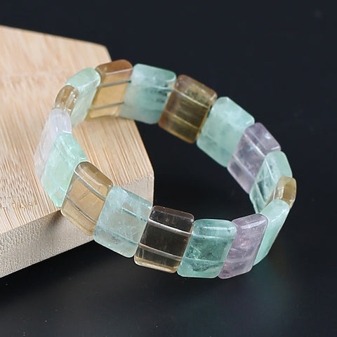 Natural Fluorite and Amethyst Bracelet 23*10*10m, 20cm length, 70g