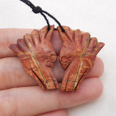 Natural Red Creek Jasper Carved wolf head Earring Beads 30x25x5mm, 8.3g