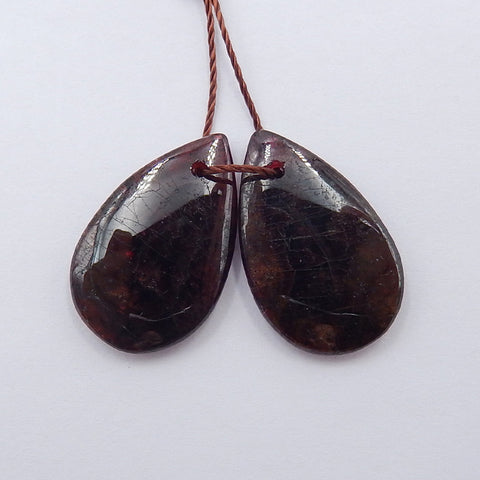 Natural Garnet Earring Beads 20x15x4mm, 5.3g