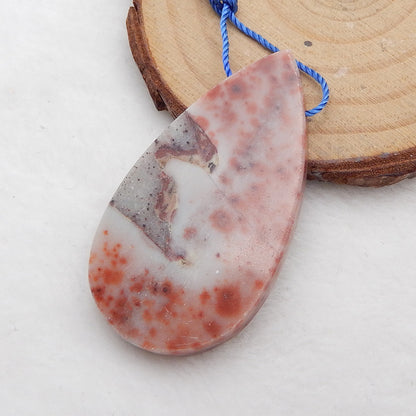 Natural Red Spot Stone Pendant Bead 41x26x5mm, 10.4g