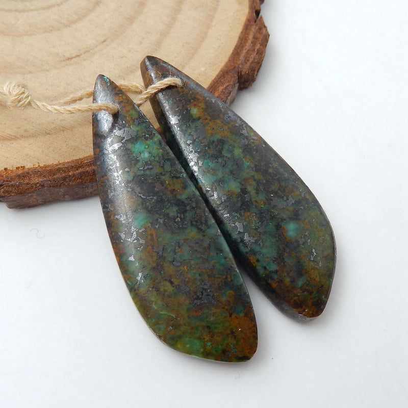 Paire de boucles d'oreilles en turquoise africaine naturelle, pierre pour la fabrication de boucles d'oreilles, 38x13x6mm, 8.2g