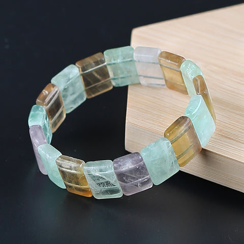 Natural Fluorite and Amethyst Bracelet 23*10*10m, 20cm length, 70g
