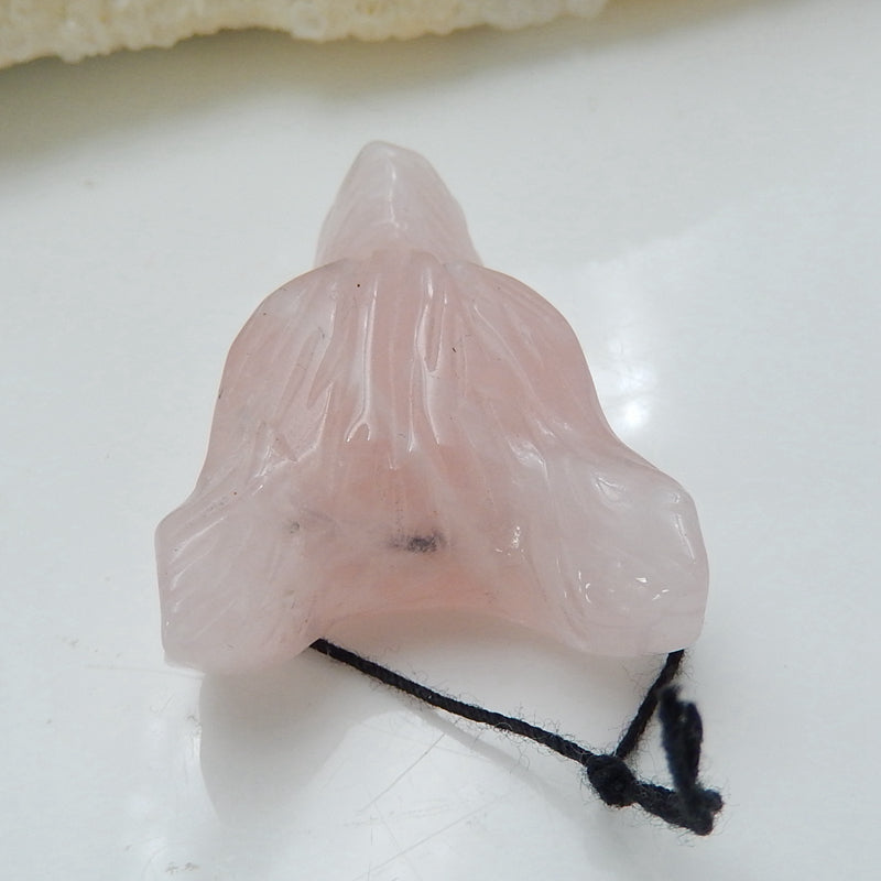 Natural Rose Quartz Carved wolf head Pendant Bead 31x23x13mm, 8.5g