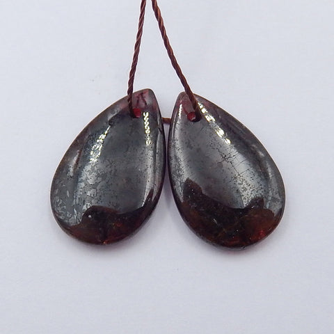 Natural Garnet Earring Beads 20x15x4mm, 5.3g
