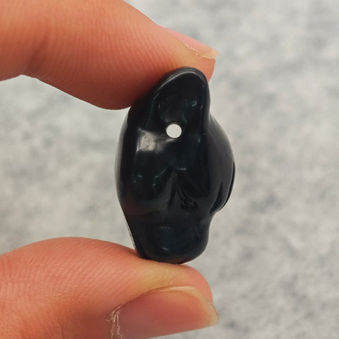 Natural Black Obsidian Panther Head Pendant - Hand-Carved Gemstone Jewelry for Silent Elegence and Calm,28x22x17mm,11.4g