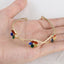 Multi-Gemstone Floral Gold Bangle - Zircon Centerpiece Adjustable Bracelet