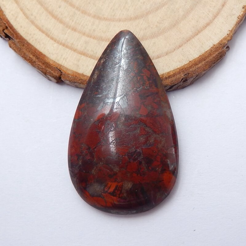 Natural Indian Red Stone Cabochon 39x23x6mm, 8.5g