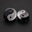 Clear Quartz & Black Tourmaline Yin-Yang Stone Plugs - Handcrafted Double Flare Gauges