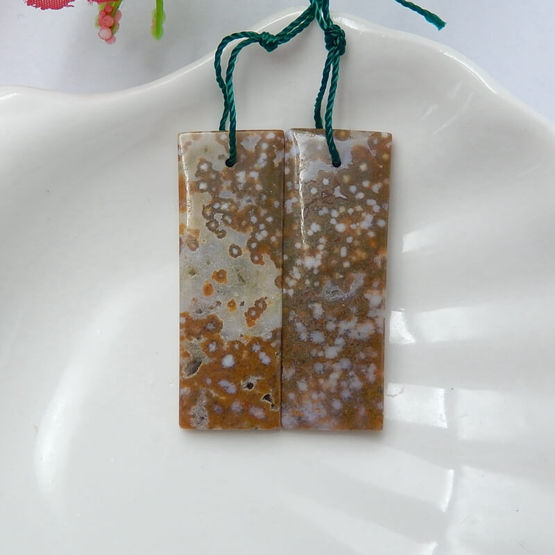 Natural Ocean Jasper Earring Beads 31*10*4mm, 5.3g