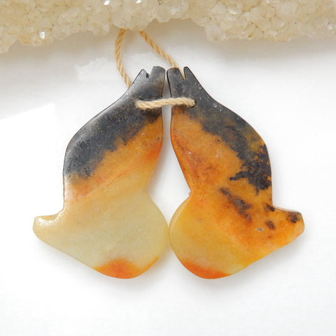 Natural Amazonite Carved fish Earring Beads 30x20x4mm, 6.1g