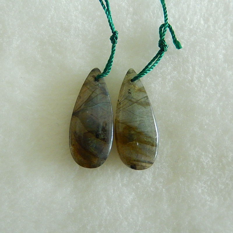Natural Labradorite Earring Beads 29x13x5mm, 6.9g
