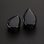 Natural Black Obsidian Teardrop Stone Plugs - Double Flare Ear Gauges