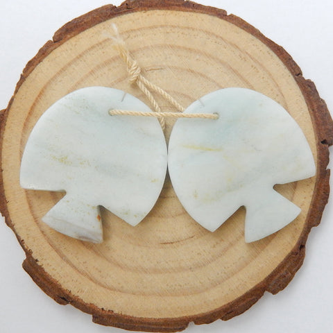 Natural Amazonite Carved Fish Earring Beads 29x25x4mm, 10.3g
