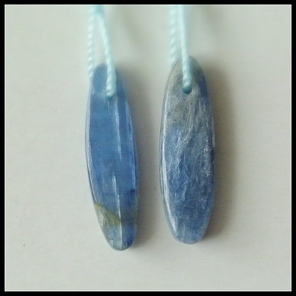 蓝色蓝晶石耳环石一对，用于制作耳环的石头，25x7x3 毫米，1.7 克