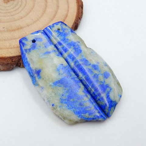 Nugget 青金石耳环一对，用于制作耳环的石头，41x14x4mm，8.1g