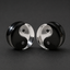 Clear Quartz & Black Tourmaline Yin-Yang Stone Plugs - Handcrafted Double Flare Gauges
