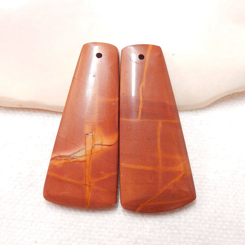 Natural Red Creek Jasper Earring Beads 36-45mm, long trapezoid