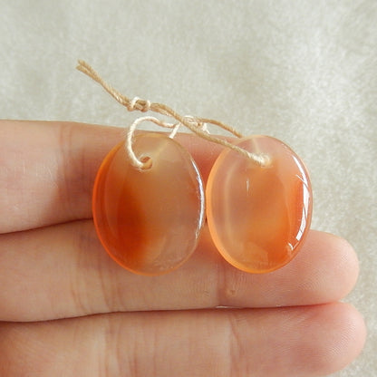 Natural Red Agate Earring Beads 21x17x4mm, 4.7g