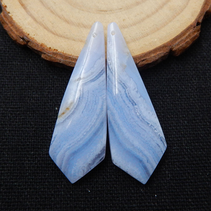 Natural Blue Lace Agate Earring Beads 34x10x4mm, 3.9g