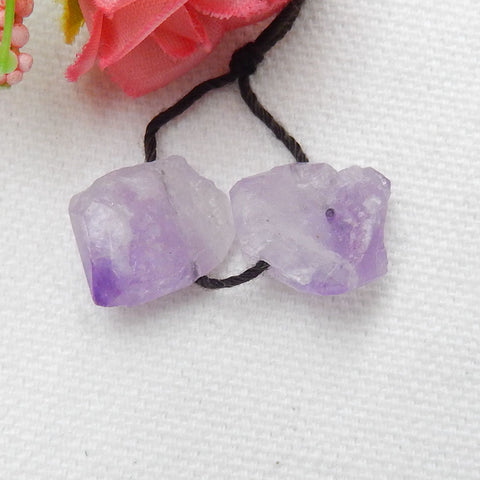 Natural Amethyst Earring Beads 16x11x8mm, 3.9g