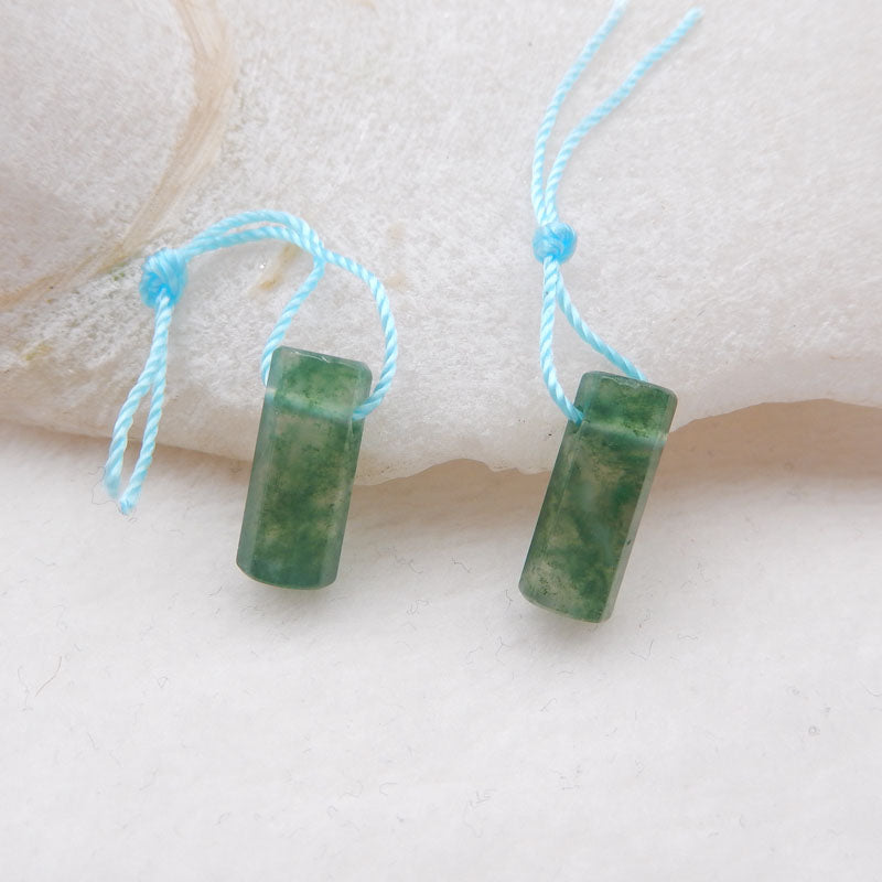 Natural Moss Agate Earring Beads 14x6mm, 2.4g