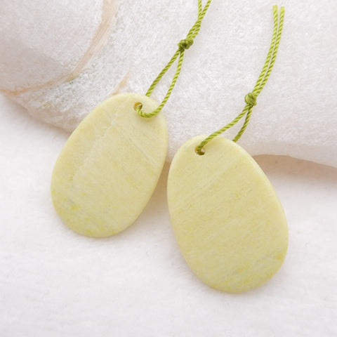 Natural Serpentine Earring Beads 26x18x2.5mm, 4.4g