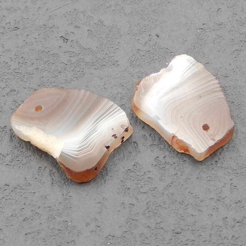 Natural Banded Agate Earring Beads 20x17x4mm, 4.7g