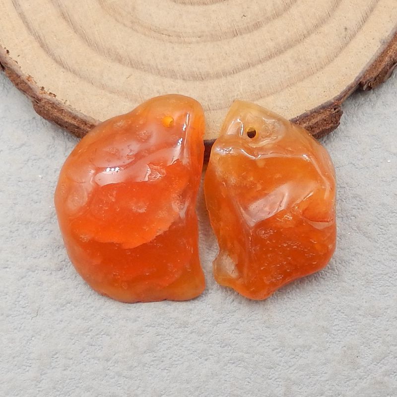 Natural Red Agate Earring Beads 24x17x7mm, 21x16x5mm, 9g