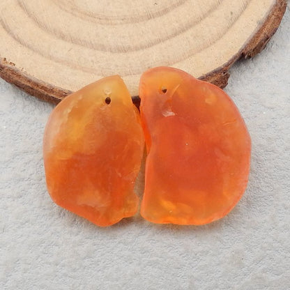 Natural Red Agate Earring Beads 24x17x7mm, 21x16x5mm, 9g