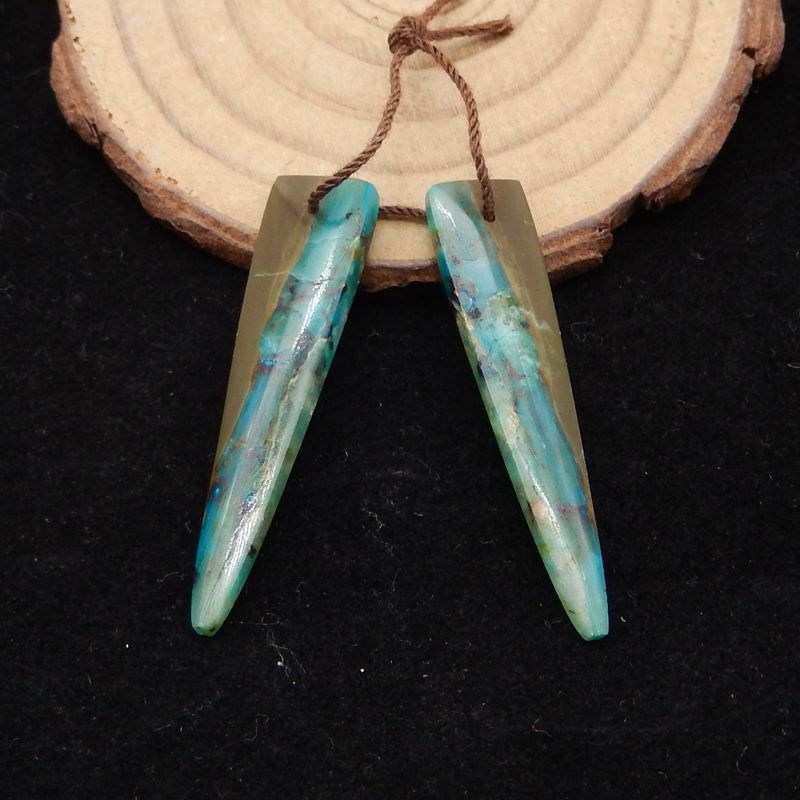 Natural Chrysocolla Earring Beads 42*11*5mm, 6.7g