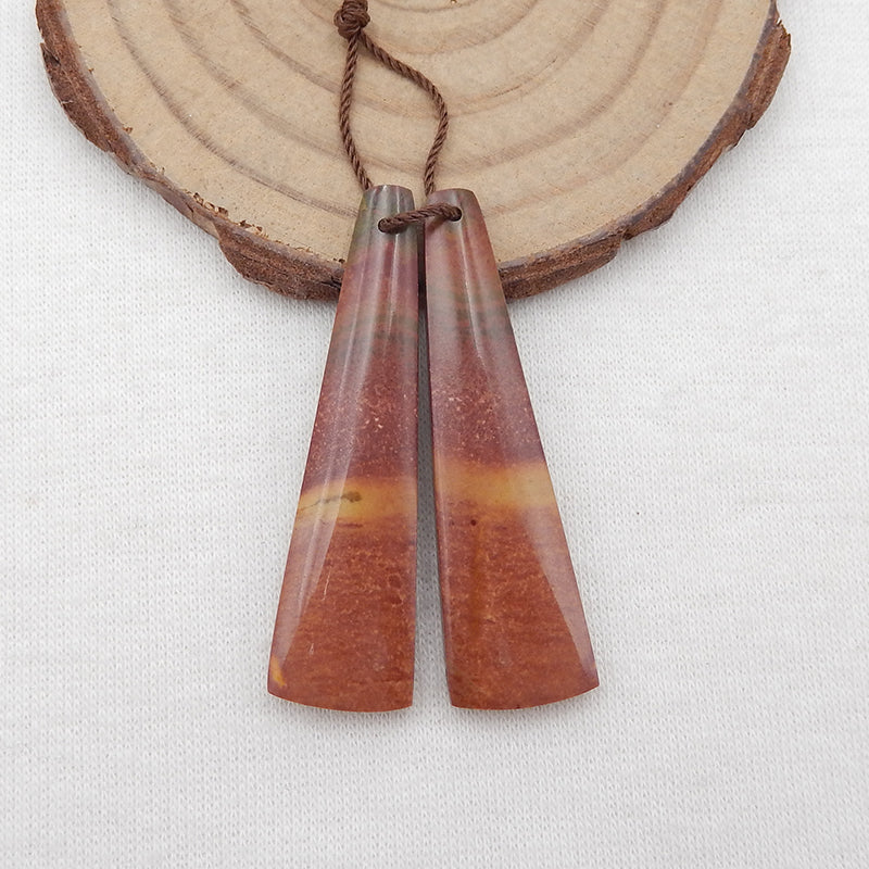 Natural Red Creek Jasper Earring Beads 36-45mm, long trapezoid