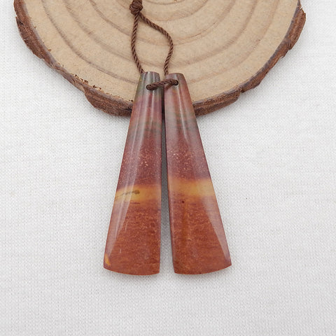 Natural Red Creek Jasper Earring Beads 36-45mm, long trapezoid