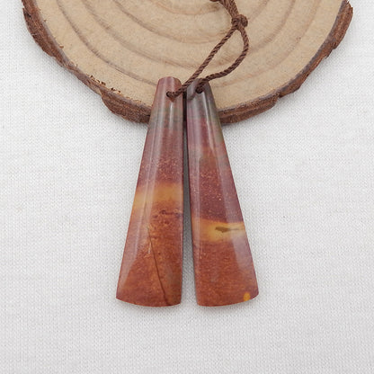 Natural Red Creek Jasper Earring Beads 36-45mm, long trapezoid