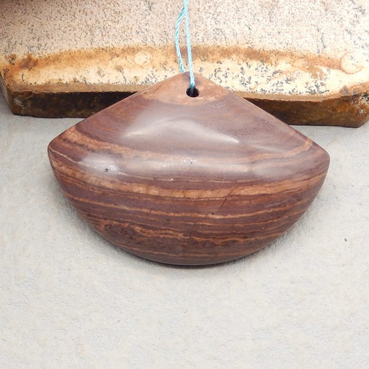 Natural Wood Fossil Pendant Bead 49*3.5*10mm, 20.1g