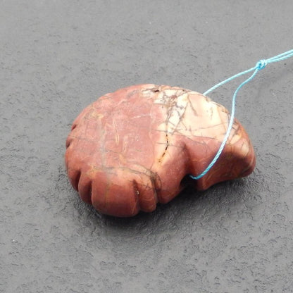 Natural Red Creek Jasper Carved shell Pendant Bead 44x34x18mm, 39.9g