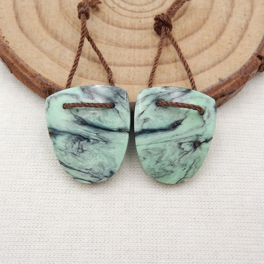 Natural Green Turquoise Earring Beads 18x16x4mm, 3.8g