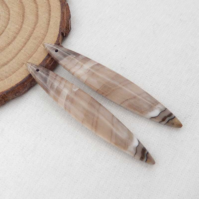 Natural Wood Fossil Earring Beads 50x8x5mm, 5.8g