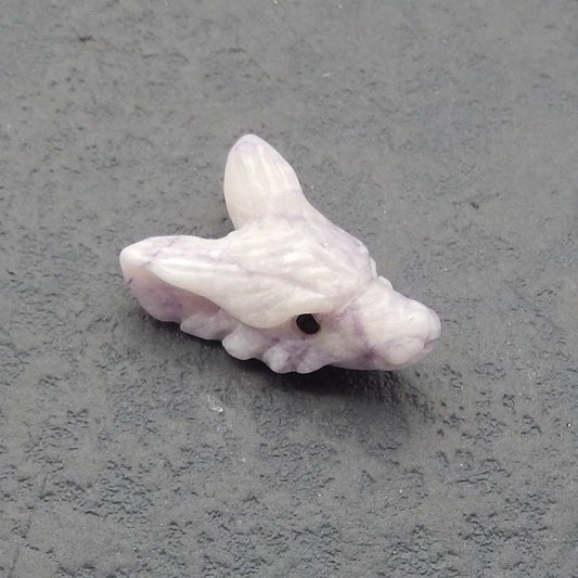 Natural Purple Lace Agate Carved wolf head Pendant Bead 23*16*9mm, 3.6g